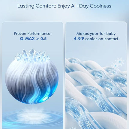 Rywell Dog Cooling Mat 2.0, Elegant Grey, 44 * 32 Thickened Cooling Pad for Extra Large Dogs, Internal Waterproof & Endothermic Color-Changing Arc-Chill Cool Fiber(Q-Max>0.5) for Summer