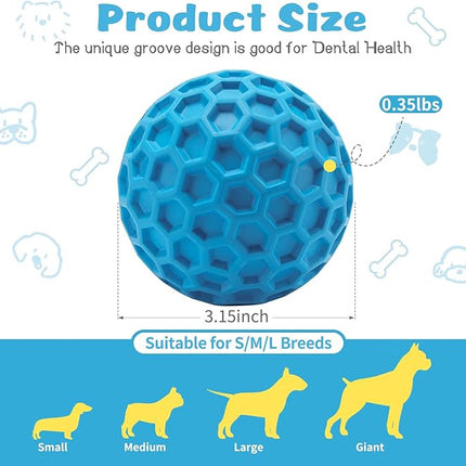 HIPPIH Indestructible Squeaky Dog Toys, Interactive Dog Balls 2 Pack, Dog Chew Toys for Aggressive Chewers, Natural Rubber Puppy Toys for Large/Medium Dogs, Tough Puppy Teething Toys, Relieve Anxiety