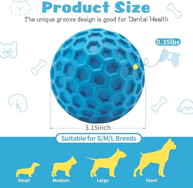 HIPPIH Indestructible Squeaky Dog Toys, Interactive Dog Balls 2 Pack, Dog Chew Toys for Aggressive Chewers, Natural Rubber Puppy Toys for Large/Medium Dogs, Tough Puppy Teething Toys, Relieve Anxiety