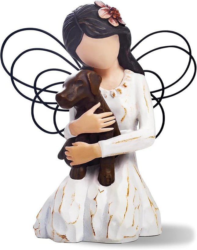 Loss of Dog Sympathy Gift, Dog Memorial Gifts, Angel Figurine, Remembrance Keepsake, Pet Sympathy Gift(Brown)