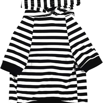 Halloween Prisoner Hoodies Pet Prison Pooch Shirts Cute Cat Puppy Convict Costume Clothes for Dogs Cats (L)
