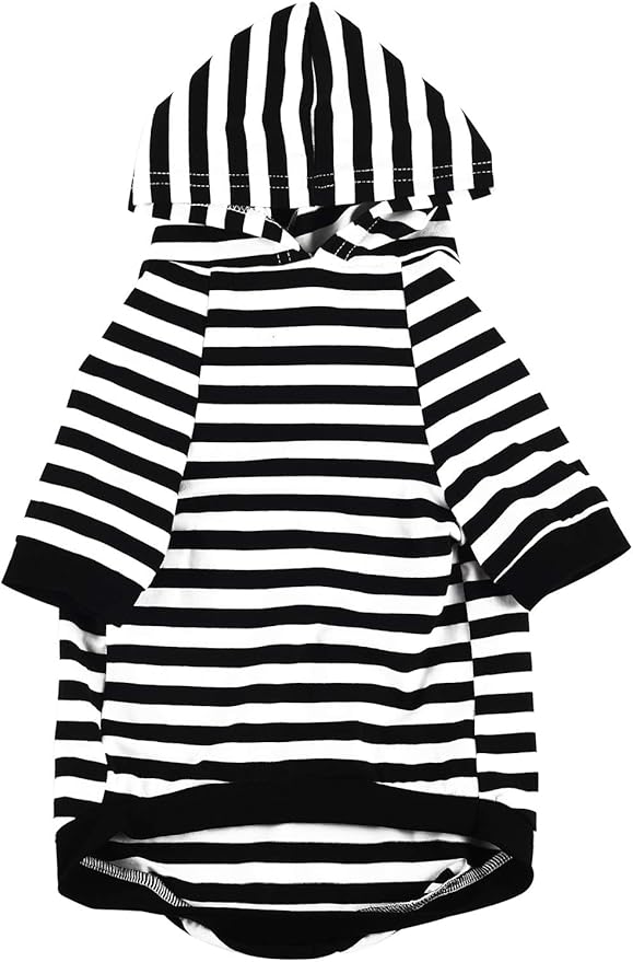 Halloween Prisoner Hoodies Pet Prison Pooch Shirts Cute Cat Puppy Convict Costume Clothes for Dogs Cats (L)