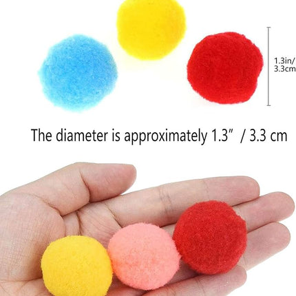 30Pcs 1.3 Inch Cat Toy Balls Soft Kitten Pompom Toys Indoor Cats Interactive Playing Quiet Ball Cats Favorite Toy, Cat Pom Pom Balls for Craft DIY Creative Crafts Decorations (Assorted Color)