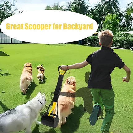 Dog Pooper Scooper for Large Medium & Small Dogs Heavy Duty,Long Handled Dog Poop Scooper for Grass,Durable Dog Poop Pick Up Tool (Yellow)