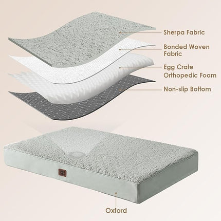 EHEYCIGA Orthopedic XL Dog Beds for Extra Large Dogs with Removable Washable Cover, Greyish Green, 44x32