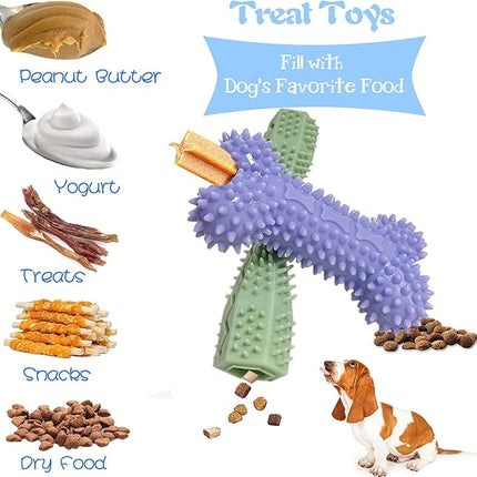 4 Pack Puppy Toys for 2-8 Months Pets Dog Chew Toy for Small Puppies Teething Toys for Cleaning Teeth Food Dispensing Soft Durable Rubber Bone Funny Ball Interactive Donut Treat Dumbbell (Mix Color)