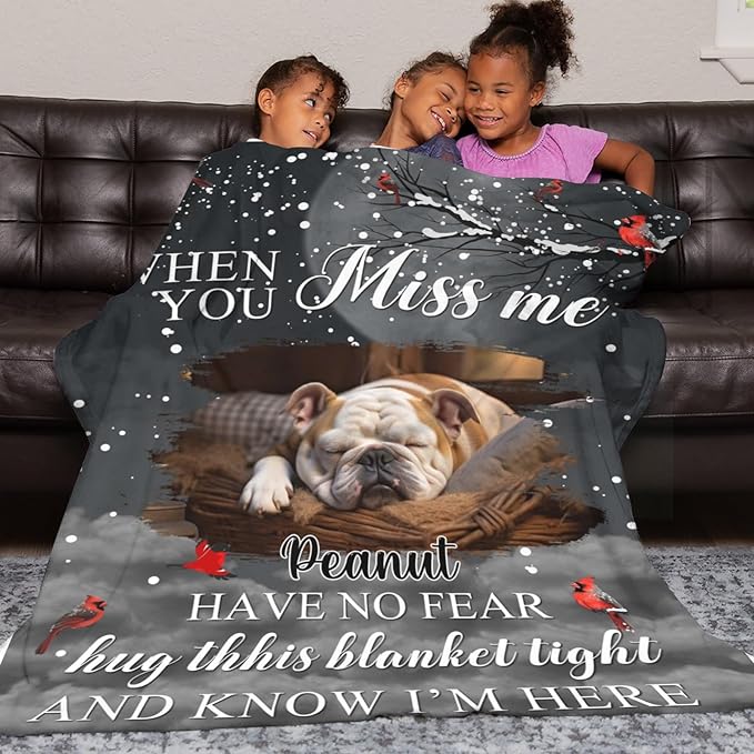 Pet Memorial Gifts for Lost of Dogs Cats, Personalized Pet Memorial Throw Blanket with Photo, in Memory of Dog Sympathy Gift Bereavement Remembrance Passing Away Gifts, Custom Pet Picture Blanket