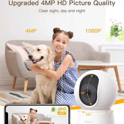 ARENTI 5G Indoor Security Camera, 4MP Pet Camera with Speaker for Dog/Cat, Baby Monitor with Phone App, Dual-Band WiFi, Auto Tracking, Super Night Vision, 2-Way Talk, Cloud & SD Card Storage(P2Q)