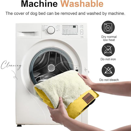 Small Dog Bed Orthopedic Washable: Beds Bolster Small Sized Dogs Bed Egg Crate Foam Couch Sofa Waterproof with Removable Cover - Ginger