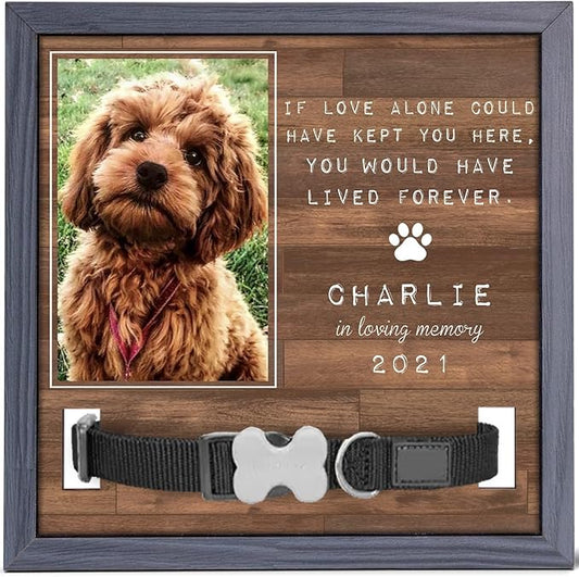 Pawfect House Custom Photo Pet Loss Sign, Collar Frame, Personalized Pet Memorial Sympathy Gifts For Dogs, Cats, Loss Of Dog, Dog Memorial Picture Frame, Pet Loss Sympathy Gift, Pet Loss Gifts