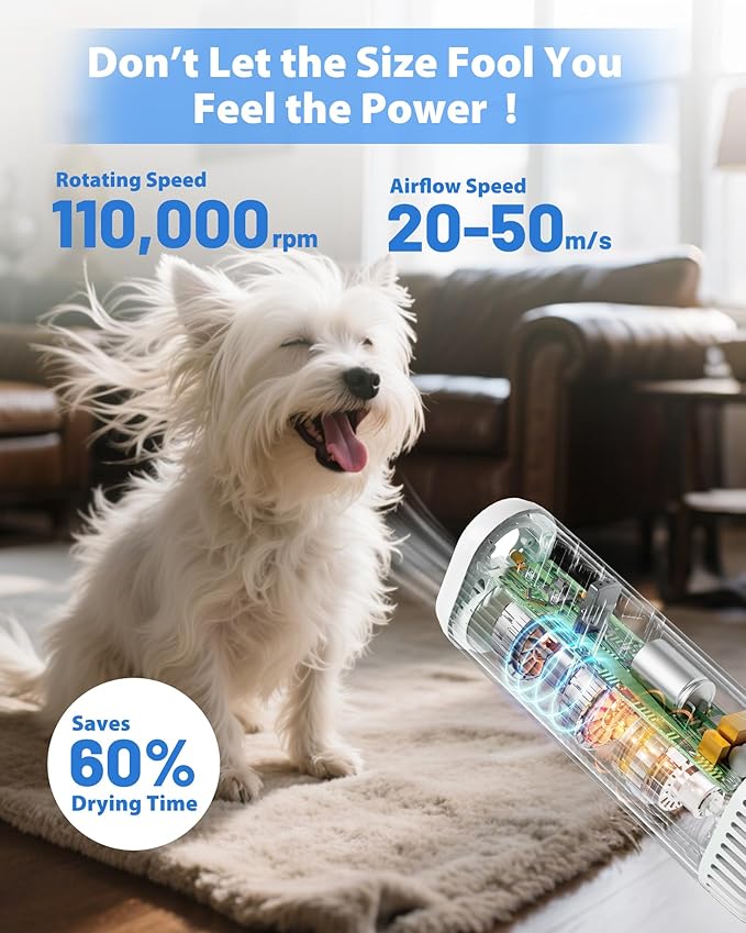 2-in-1 Hands-Free Dog Hair Dryer with Table Clamp – Low Noise Pet Grooming Dryer for Dogs & Cats, Adjustable Heat & Speed, Wearable or Desktop Use(Gray)