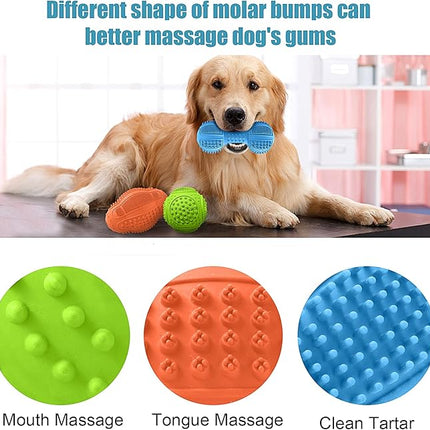 LUKITO Dog Chew Toys 3 Pack for Aggressive Chewers, Multifunctional Teeth Cleaning and Gum Massage, Tough Toys with Natural Rubber for Large and Medium Dog