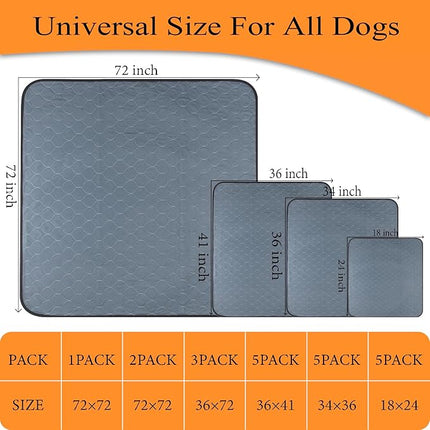 Washable Pee Pads for Dogs 5 Pack, 36x41, Reusable Puppy Pads, Dog Training Pads with Quick Dry, Anti-Slip Dog Cat Pee Pads, Whelping Pads, Potty Pad
