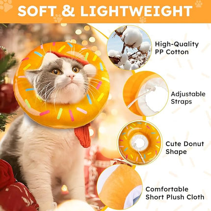 Cat Cone Collar Soft, Cat Recovery Collar for Wound Healing Cute Donut Adjustable Kittens Cones to Stop Licking Comfortable Lightweight Neck Elizabethan Collars for Cats Kittens After Surgery