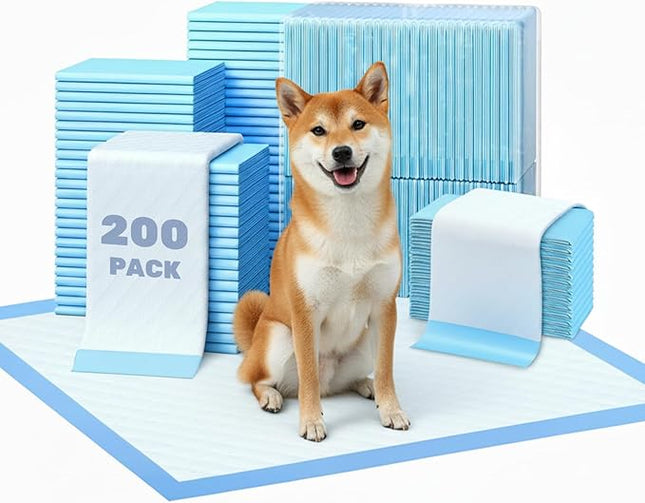 200 Count 22"x22" Super Absorbent Waterproof Dog and Puppy Pet Training Pad, Housebreaking Pet Pad, Blue