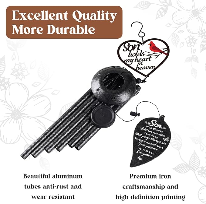 Memorial Gifts for Loss of Son, Sympathy Wind Chimes, in Memory of Son, Bereavement Remembrance Gifts, Loss of Son Sympathy Gift