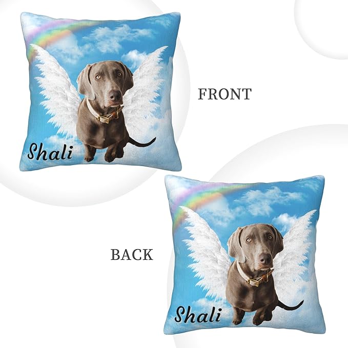 Funnylife Personalized Pet Memorial Throw Pillow with Photo Pet Memorial Gifts for Dogs Cats Loss of Dog Sympathy Gift Dog Bereavement Remembrance Picture Pillow
