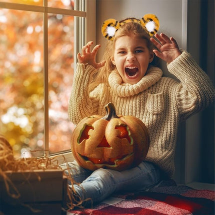 Beviliu Animals Ear Tiger Ears Headband Realistic Fluffy Cat Bunny Dog Monkey Hairband Halloween Christmas Costume for Washing Makeup Cosplay Party