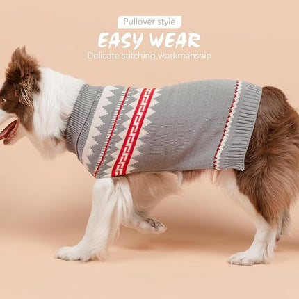 BINGPET Dog Sweater, Turtleneck Classic Knit Dog Sweaters for Small Medium Large Dogs with Leash Hole, Pet Winter Clothes Warm Sweatshirts Outfits for Doggie and Cats Grey(X-Large)