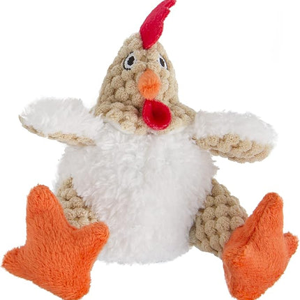goDog Checkers Just For Me Fat Rooster Squeaky Plush Dog Toy, Chew Guard Technology - White, Mini