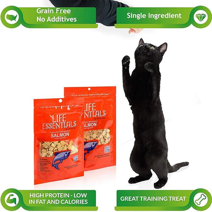 LIFE ESSENTIALS BY CAT-MAN-DOO All Natural Freeze Dried Wild Alaskan Salmon Treats for Cats & Dogs - Single Ingredient No Grain Snack with No Additives or Preservatives, 5 Ounce Bag - 3 Pack