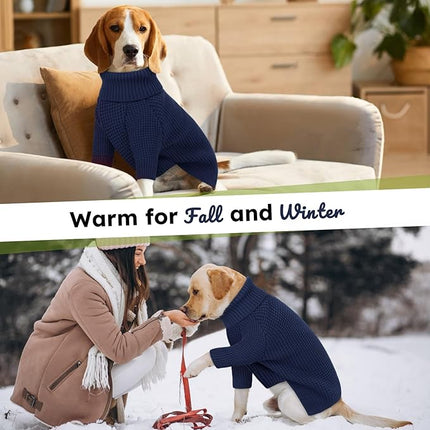 Queenmore Navy Blue Dog Turtleneck Sweater, Small, Solid, Polycotton, X-Small