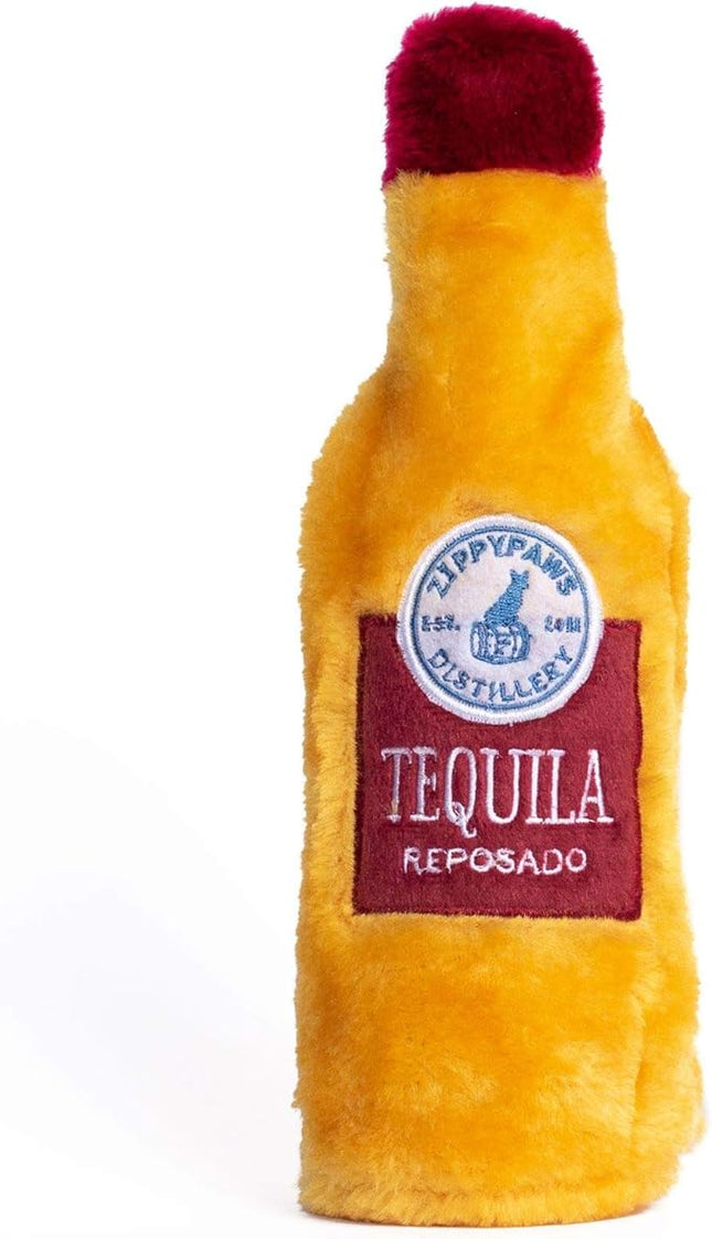 ZippyPaws Happy Hour Crusherz - Interactive Dog Toys to Keep Them Busy, Squeaky Plush Pet Toy for All Breeds, For Small, Medium, & Large Dogs, Drink Themed Crinkle Water Bottle Toy - Tequila