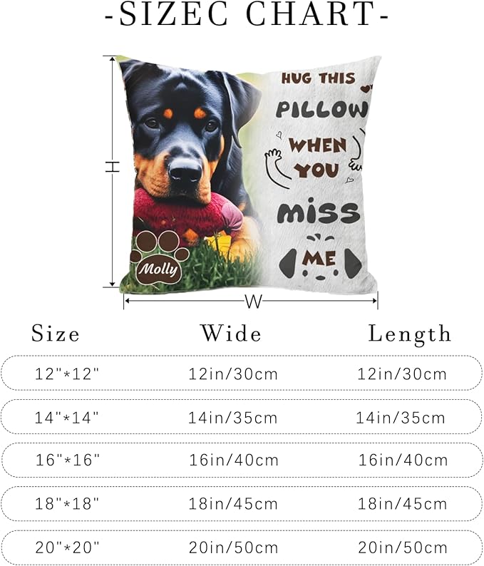 Personalized Pet Memorial Throw Pillow with Picture Dog Memorial Gifts for Dogs Loss of Dog Sympathy Gift Dog Bereavement Remembrance Picture Pillow (Style A)