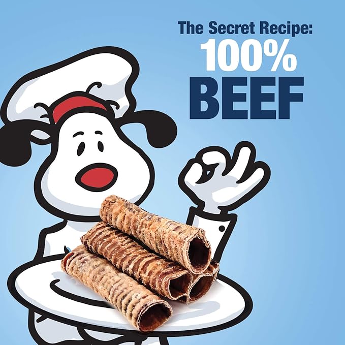 ValueBull Beef Trachea, Premium 5-6 Inch, 50 Count Bulk Pack - Natural Angus Dog Chews with Glucosamine, Chondroitin & Amino Acids