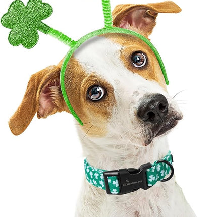 ARING PET St Patrick's Day Dog Collar, Cute Green Clovers Pet Collars with Quick Release Buckle for Puppy Small Medium Large Boy Girl Dogs-S
