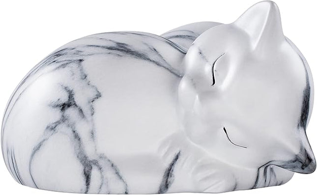 Pet Urns,Sleeping Resin Cremation Cat Urn, Cat Urns for Ashes, Small Animal Urn （White）…