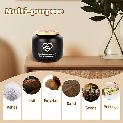 HappyTails Ceramic Pet Ash Urn for Small/Medium Cats & Dogs, Funeral Cremation Urn, Memorial Keepsake Decorative Urns