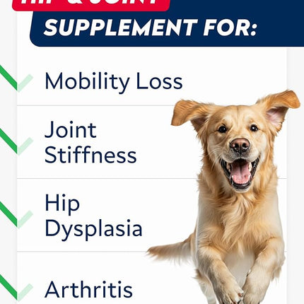 Glucosamine Treats for Dogs - Joint Supplement w/ Omega-3 Fish Oil - Chondroitin, MSM - Advanced Mobility Chews - Joint Pain Relief - Hip & Joint Care - Peanut Butter Flavor - 180 Ct - Made in USA