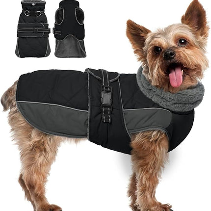 QBLEEV Warm Dog Jacket - Reflective, Adjustable Winter Coat with Turtleneck for Cold Weather, Waterproof Fleece Snowsuit for Small, Medium, Large Dogs