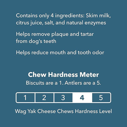 Amazon Brand - Wag Yak Cheese Himalayan Dog Chews, Dog Treats for Medium Size Dogs, All Natural, High Protein for Aggressive Chewers, 15-35 lbs, 3 Count, 6.9 oz