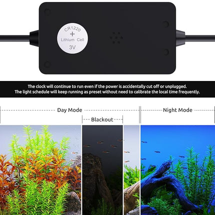 SEAOURA Plant Growth Aquarium Light, 24/7 Custom Timer, Power-Off Memory, 48-54in Full Spectrum Aquarium Plant Lights, 7-Row LED 8 Colors, 20 Adjustable Brightness, Day & Night Cycle for Freshwater