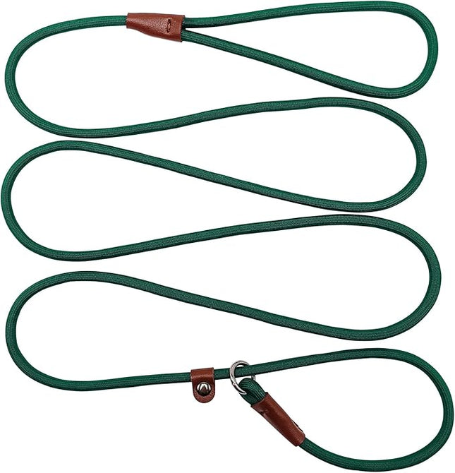 BTINESFUL 7FT Slip Lead Dog Leash, Strong Nylon Rope Leash, 1/4 inch Diam Dog Training Lead for Small Medium Large Dogs, Dark Green
