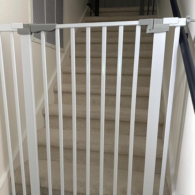 41 Inch Tall Baby Gate Auto Close Dog Gate Adjustable 29.92"-43.71" Wide Pressure Mounted Walk Through Swing Pet Gate for Doorways (White, 29.92"-43.71" Wide)