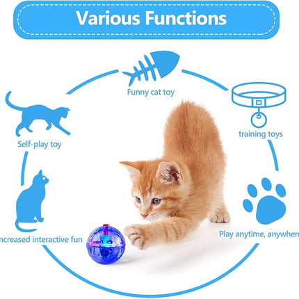 Frienda 4 Pieces Ghost Hunting Cat Ball Motion Light up Cat Balls LED Motion Activated Pet Ball Motion Light up Interactive Toys Pet Glowing Mini Running Exercise Ball Toys (Transparent)