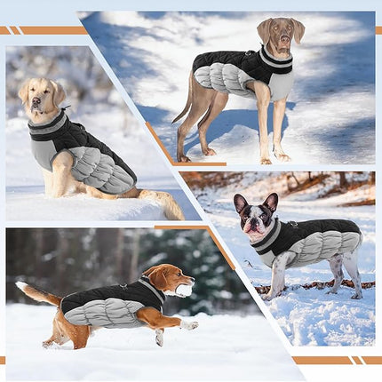 Large Dog Coat, XXLarge Dog Winter Coat, Waterproof Pet Jacket with Back Zipper,Extra Large Pet Coats, Warm Fleece Jacket with D-Ring, Windproof Winter Clothes Golden Retriever,Black,XXL
