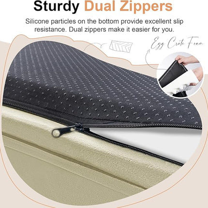 Large Dog Bed Orthopedic Washable: Beds Bolster XL Bed Big XLarge Dogs Egg Crate Foam Couch Sofa Waterproof with Removable Cover - Beige