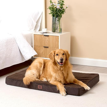 EHEYCIGA Orthopedic XXL Dog Beds for Jumbo Dogs with Removable Washable Cover for Crate, Brown, 47x29