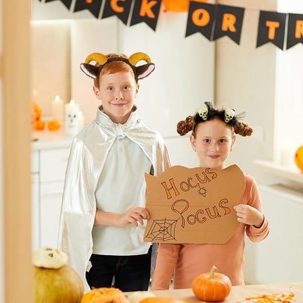 Beviliu Goat Ears Headband with Ram Horns, Animals Ears and Horns Headband, Sheep Ears Custome Lamb Ears Headwear for Halloween Christmas Birthday Party Theme Cosplay, Brown, 1Pack