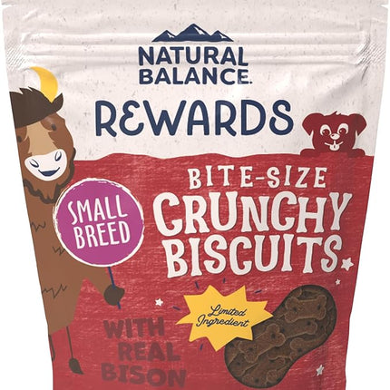 Natural Balance Limited Ingredient Rewards Crunchy Biscuits, Bite-Size Grain-Free Dog Treats for Small-Breed Adult Dogs, Made with Real Bison, 8 Ounce (Pack of 1)