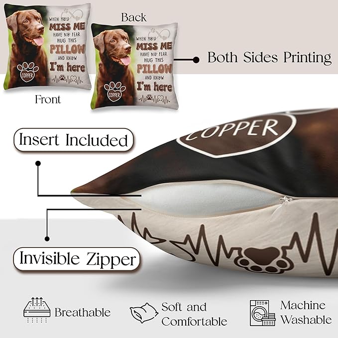 Personalized Pet Memorial Throw Pillow, Dog Memorial Gifts for Loss of Dog, Photo Gifts for Dog Lovers, In Memory of Dog Gifts, Loss of Dog Sympathy Gift, Pet Loss Gifts, Dog Bereavement Gifts