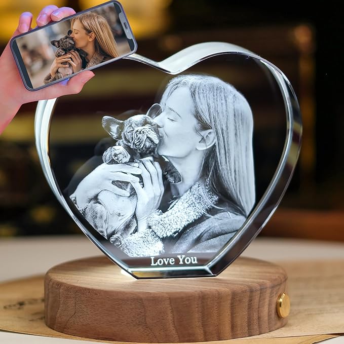Personalized Pet Memorial Gifts, Custom Pet 3D Crystal Photo,3D Engraved Crystal Keepsake Gift Décor Dogs Or Cats Horse Birds, Customized Dog Memorial Gifts