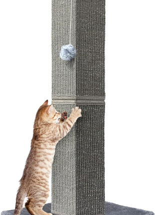 Cat Scratching Post 32 Inch for Indoor Large Cats and Kitten, Nature Sisal Tall Cat Scratch Post, Sisal Cat Scratcher Improve Cat's Scratching Habits and Protect Your Furniture, Dark Grey