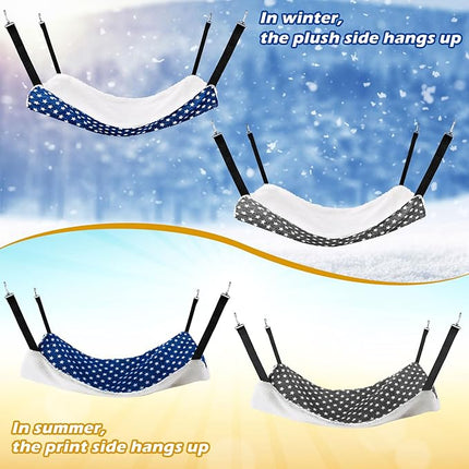 Jetec 2 Pieces Reversible Cat Hanging Hammock Soft Breathable Pet Cage Hammock with Adjustable Straps and Metal Hooks Double Sided Hanging Bed for Small Dogs Rabbits(Pentagram,M)