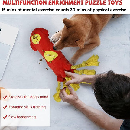 Water Bottle Dog Toys - Dog Puzzle Squeaky Enrichment Treat Dispensing Rope Snuffle Plush Toy, No Stuffing Durable Soft Crunchy Toys for Small Medium Large Dogs Puppy - Octopus Squid