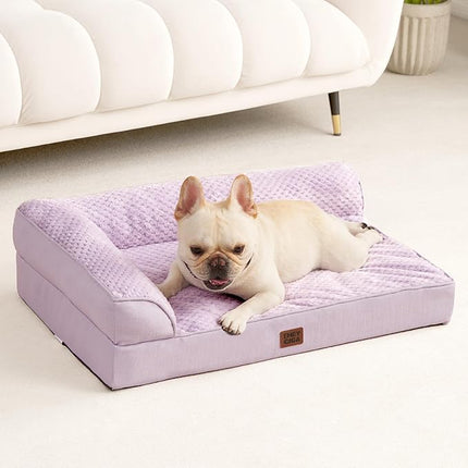 EHEYCIGA Memory Foam Dog Bed Medium Sized Dogs, Waterproof Dog Bed Orthopedic with Washable Removable Cover, Non-Slip Pet Bed Couch for Crate, 30x20x6 Inches, Lilac